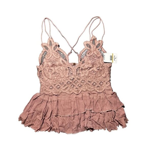 Free People, crisscross spaghetti straps top, flowy, ruffles, cottagecore, fairy - Picture 4 of 6